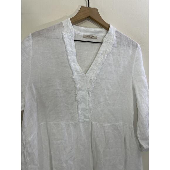 Cottage Coastal Boho Victorian Linen Peasant Dress S Prairie Lounge Italy Patio - Picture 4 of 15